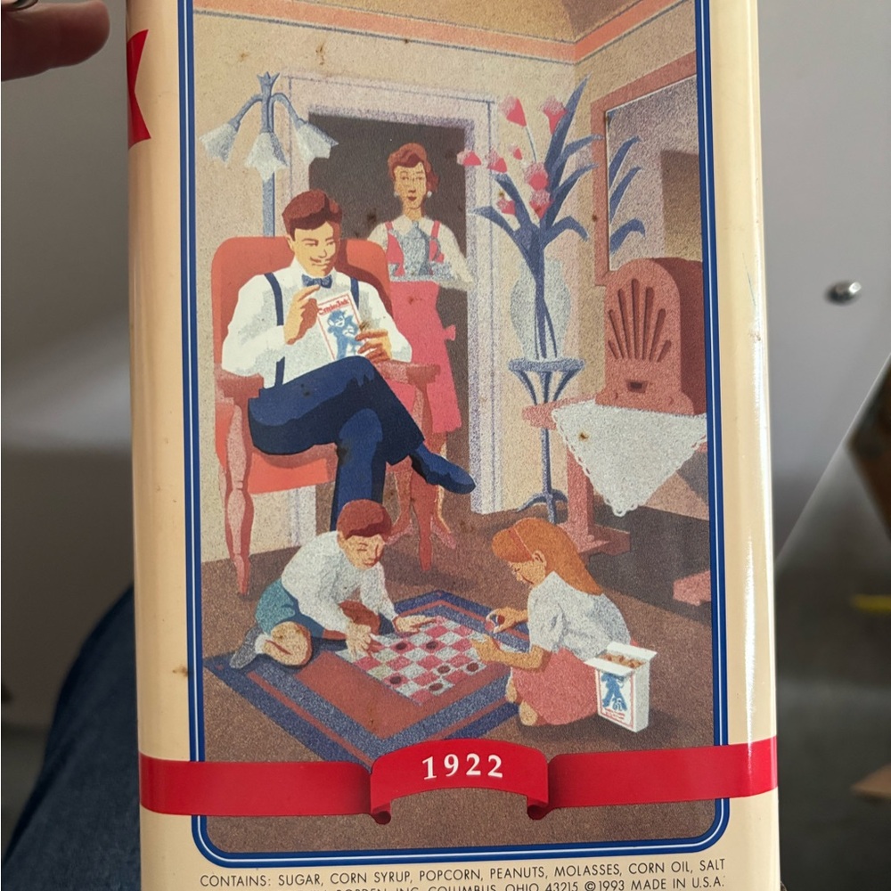 Vintage Style Tin with Family Illustration